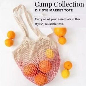 Camp Collection Dip Dye Market Tote Mesh Net Reusable Packable Woven Bag